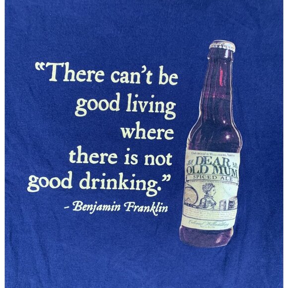 Colonial Williamsburg Deer Old Mum Spiced Ale Blue T-Shirt Size XXL - Picture 4 of 5